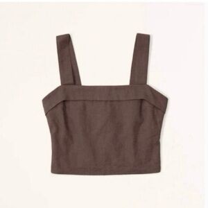 Abercrombie & Fitch Linen Cotton Blend Brown Foldover Crop Top Lightweight